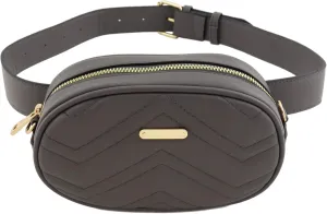 FashionPuzzle Quilted Small Versatile Purse Fanny Pack Waist Bag Crossbody (Dark Grey)