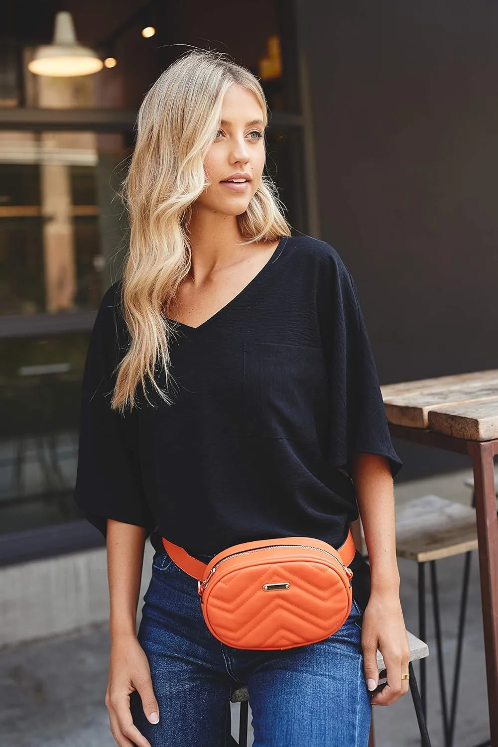 FashionPuzzle Quilted Small Versatile Purse Fanny Pack Waist Bag Crossbody (Dark Grey)