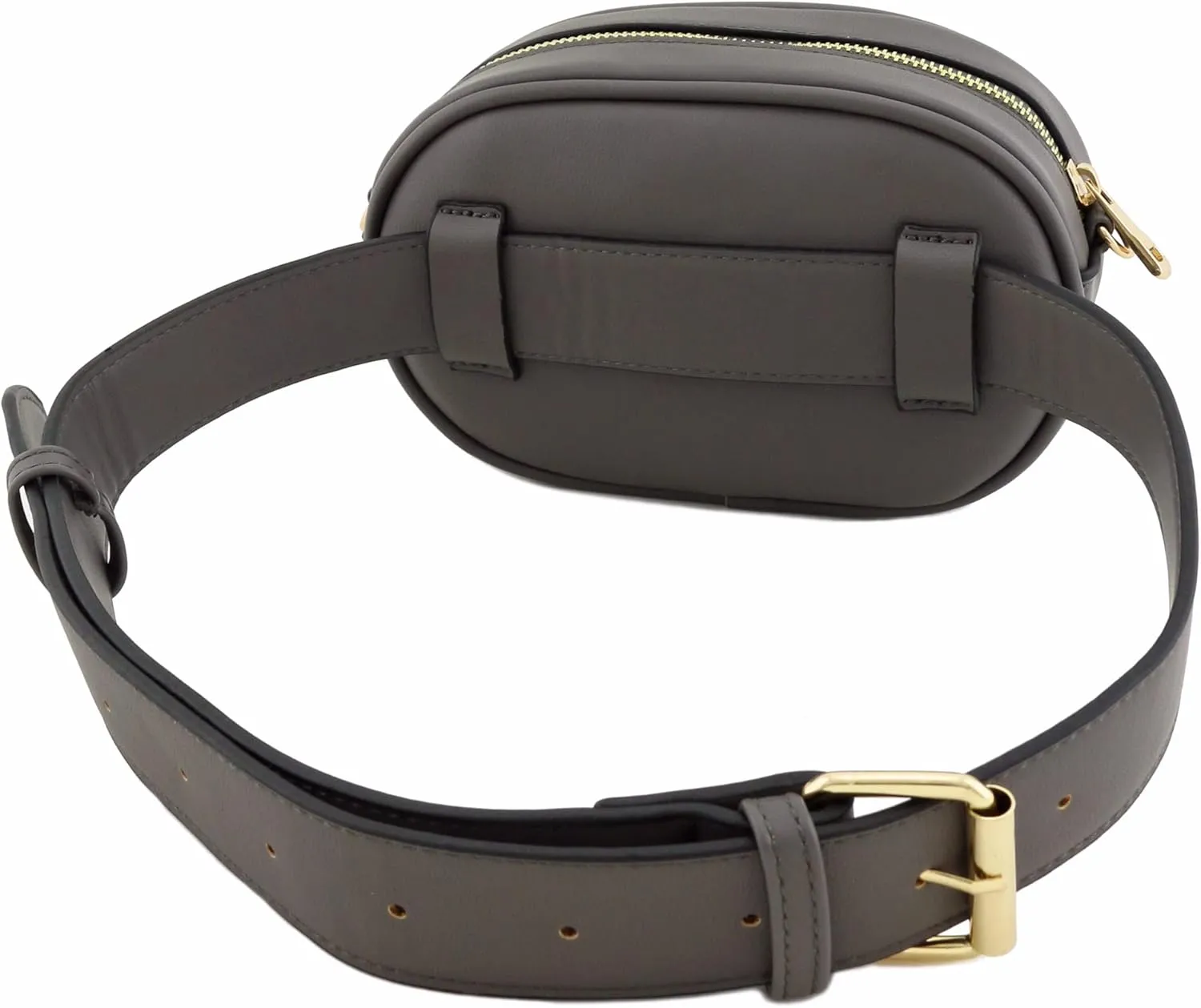 FashionPuzzle Quilted Small Versatile Purse Fanny Pack Waist Bag Crossbody (Dark Grey)