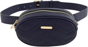 FashionPuzzle Quilted Small Versatile Purse Fanny Pack Waist Bag Crossbody (Dark Navy)