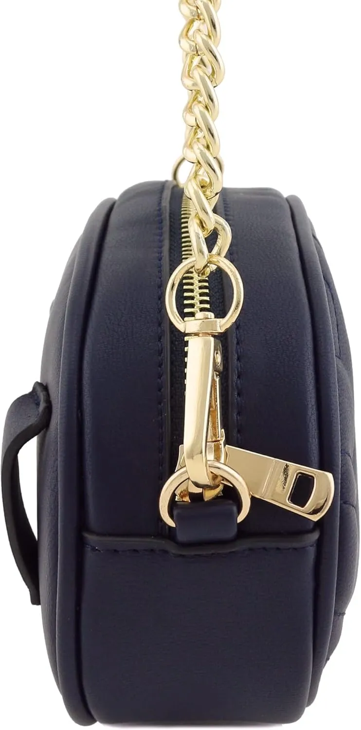 FashionPuzzle Quilted Small Versatile Purse Fanny Pack Waist Bag Crossbody (Dark Navy)