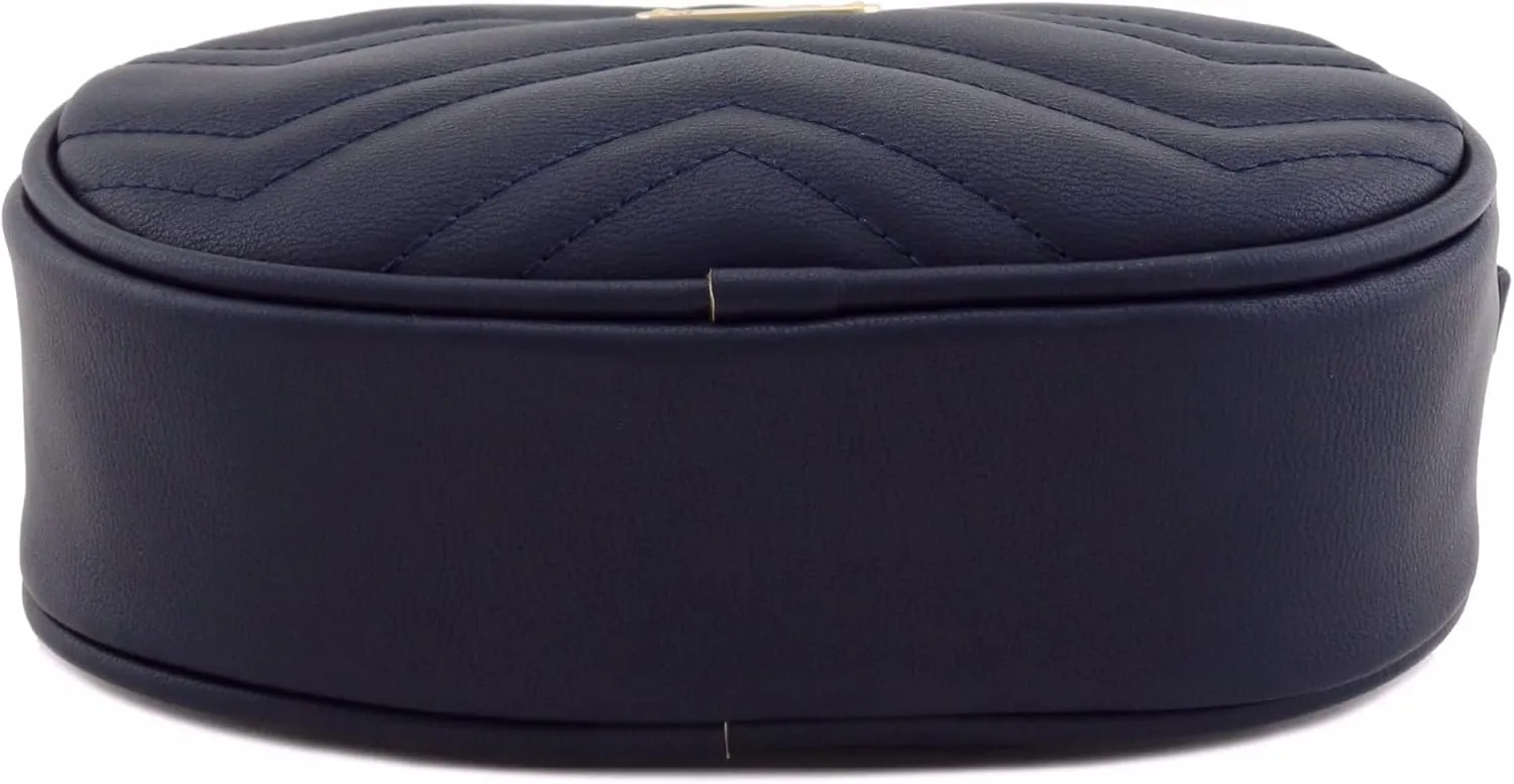 FashionPuzzle Quilted Small Versatile Purse Fanny Pack Waist Bag Crossbody (Dark Navy)