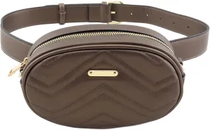 FashionPuzzle Quilted Small Versatile Purse Fanny Pack Waist Bag Crossbody (Dark Silver)