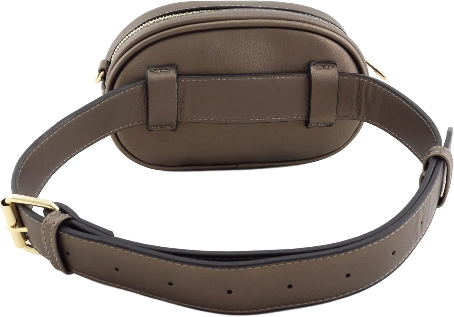 FashionPuzzle Quilted Small Versatile Purse Fanny Pack Waist Bag Crossbody (Dark Silver)