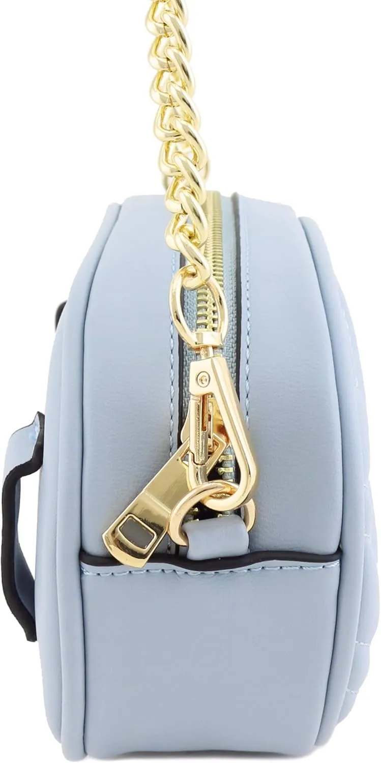 FashionPuzzle Quilted Small Versatile Purse Fanny Pack Waist Bag Crossbody (Dusty Blue)