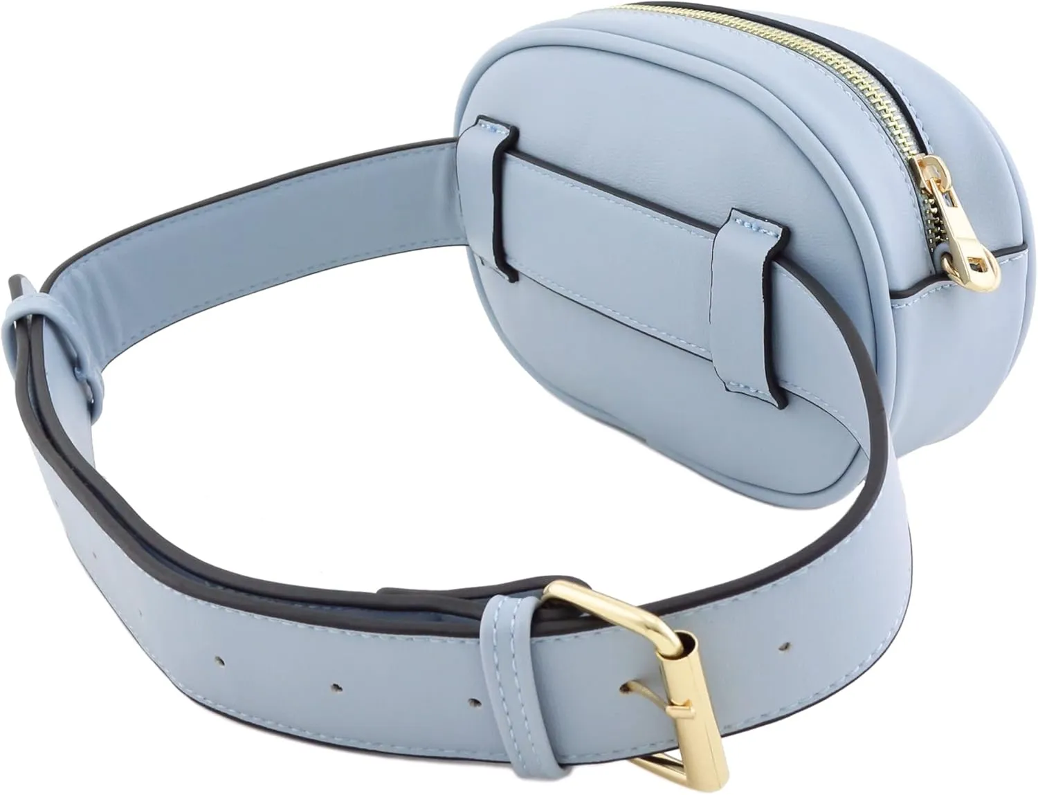 FashionPuzzle Quilted Small Versatile Purse Fanny Pack Waist Bag Crossbody (Dusty Blue)