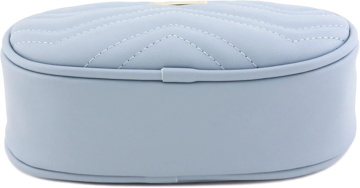 FashionPuzzle Quilted Small Versatile Purse Fanny Pack Waist Bag Crossbody (Dusty Blue)