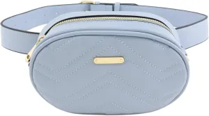 FashionPuzzle Quilted Small Versatile Purse Fanny Pack Waist Bag Crossbody (Dusty Blue)