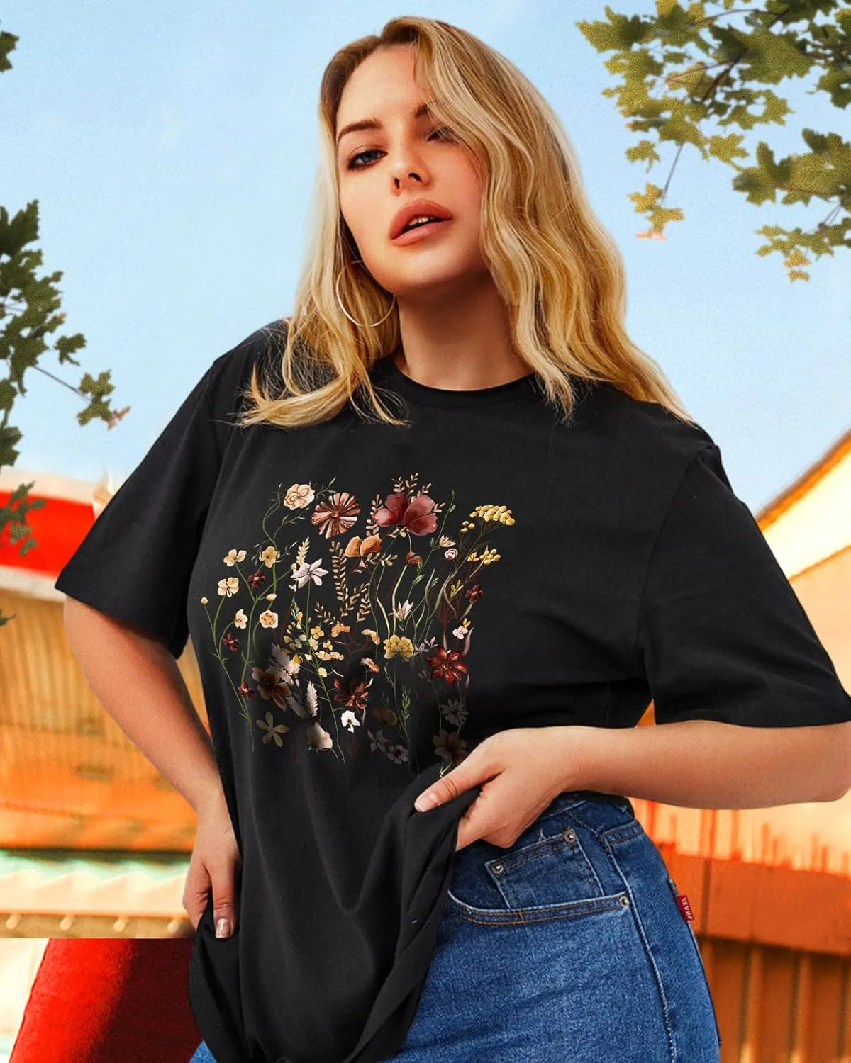Flafens T Shirts for Women Graphic Tees Cute Shirts Cotton Fit Short Tshirts