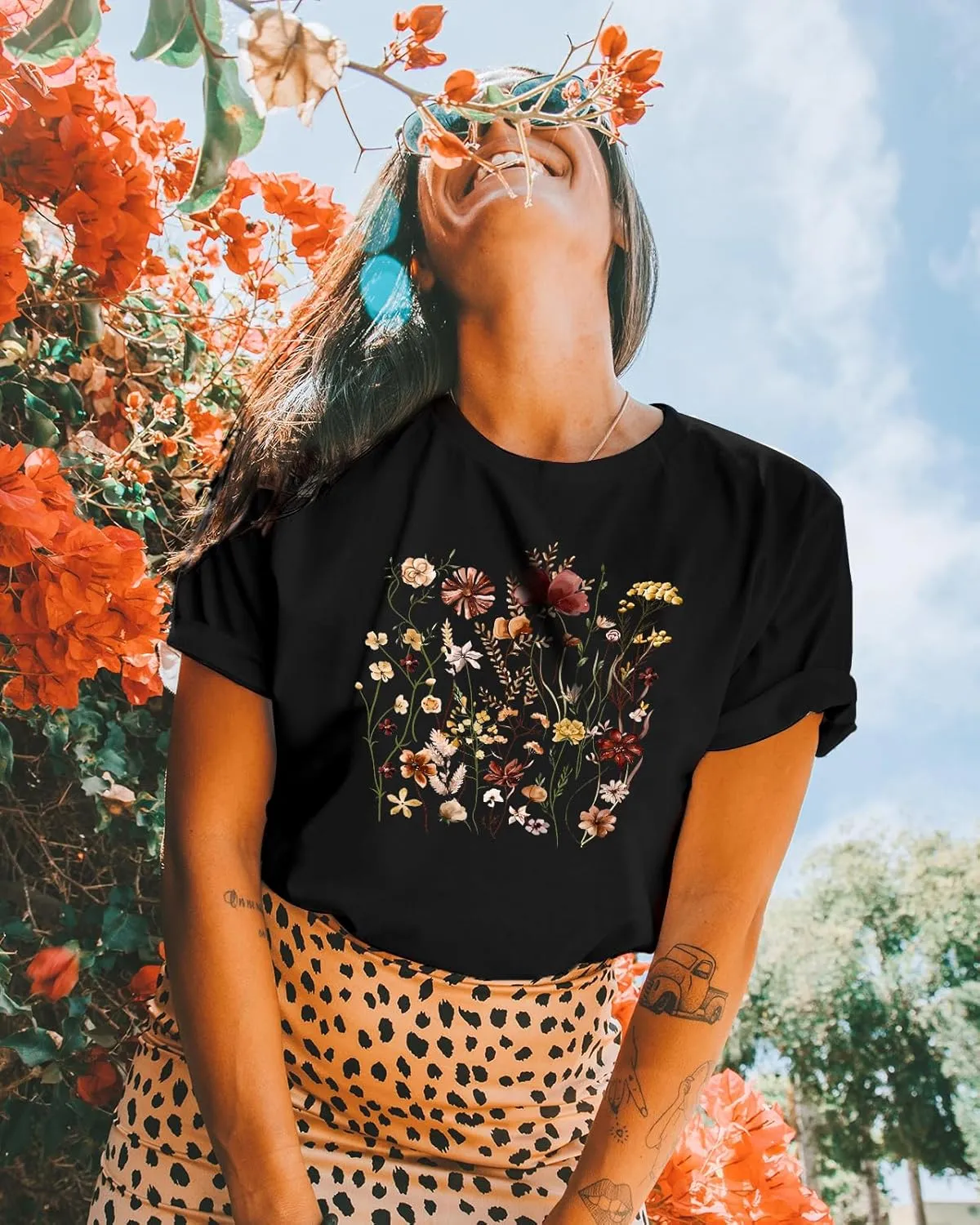 Flafens T Shirts for Women Graphic Tees Cute Shirts Cotton Fit Short Tshirts