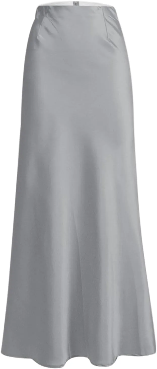 Formal Skirts for Women High Waisted Satin Mermaid Hem Floor Length Dress Skirt with Elegant Draping Adjustable Waist