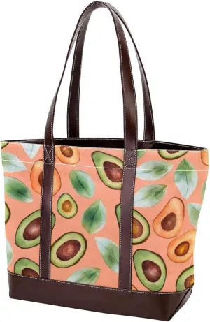 Fresh avocado-892 Tote Bags Durable Leather Canvas Purses and Handbags for Women Top Handle Shoulder Satchel Hobo Bags