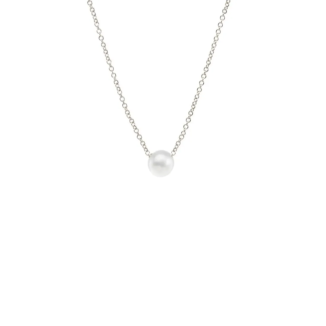 Friendship Handmade Pearl Necklace Good Luck Bar Pendant Chain Necklace with Mother's Day Gift Card (Silver Pearl)