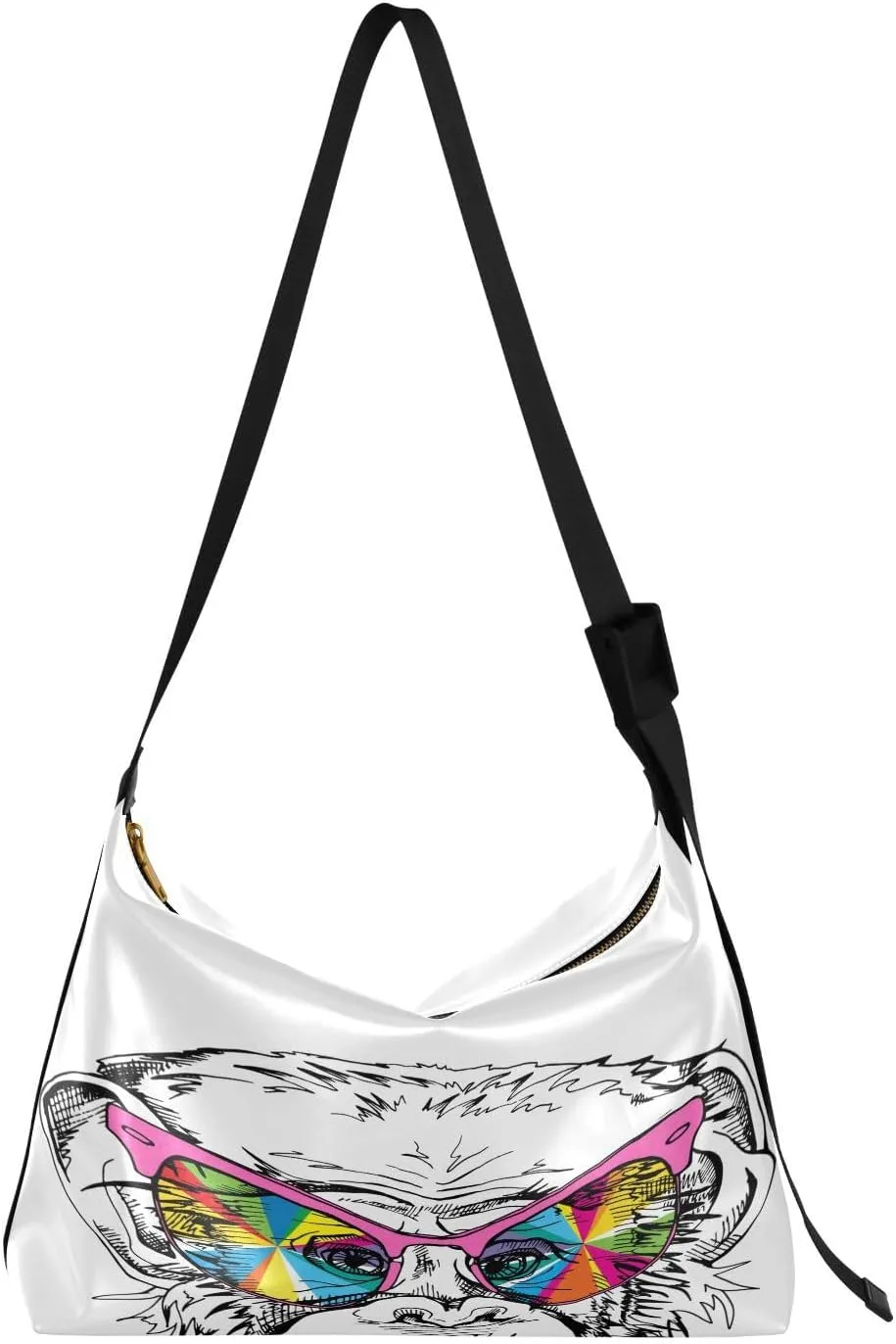 Funny Monkey Hobo Crossbody Bags for Women Leather Large Shoulder Bag Cross Body Pink Bubble Trendy Womens Tote Bags Handbag for Travel Shopping
