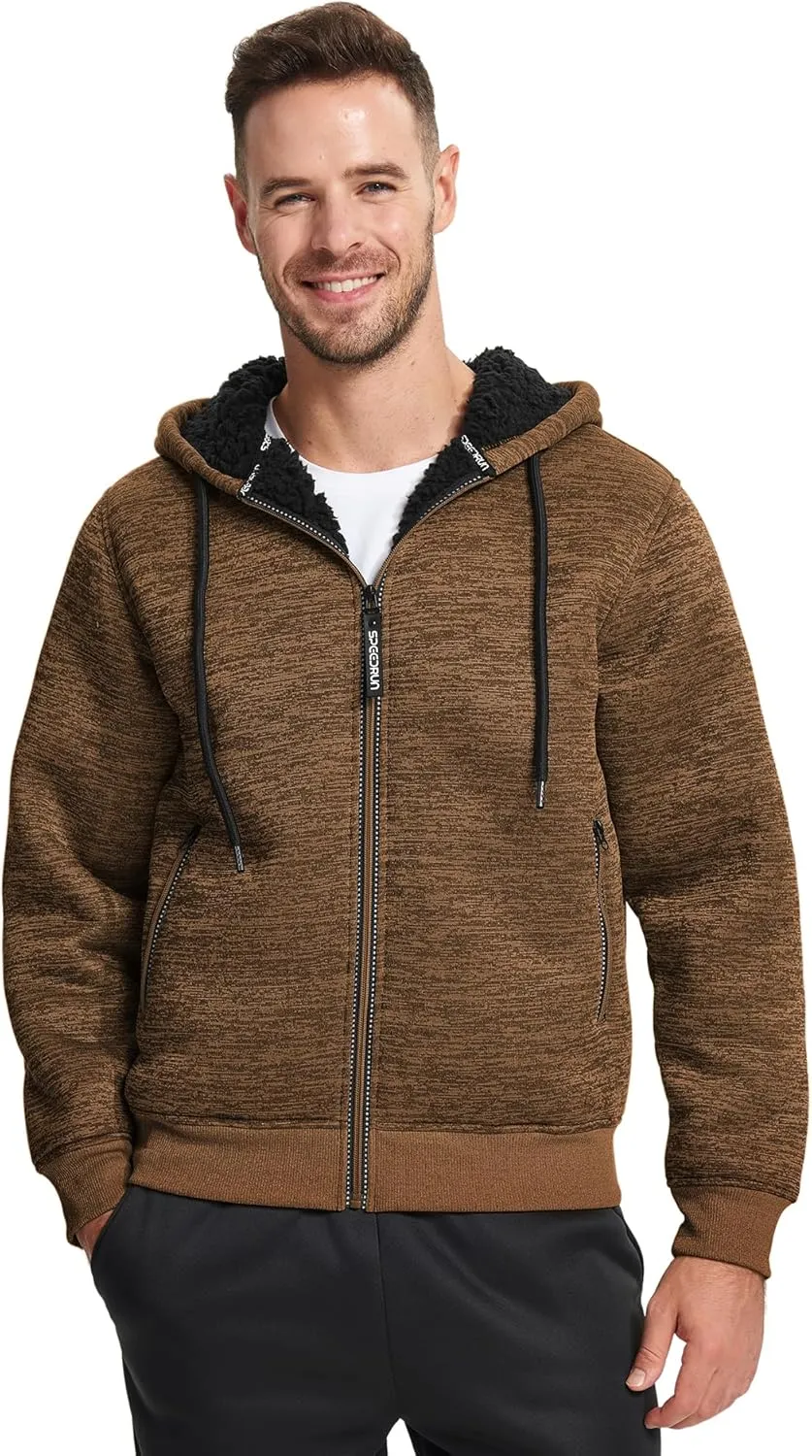 GEEK LIGHTING Men's Hoodie Heavyweight Fleece Sweatshirt Comfortable Full Zip Up Thick Sherpa Lined for Men Outdoor Activity