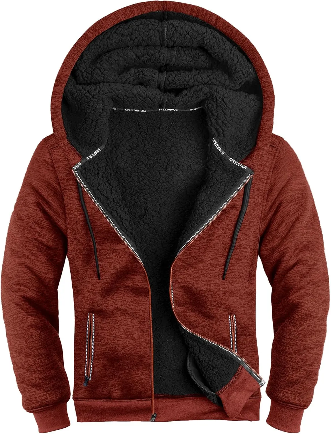 GEEK LIGHTING Men's Hoodie Heavyweight Fleece Sweatshirt Comfortable Full Zip Up Thick Sherpa Lined for Men Outdoor Activity