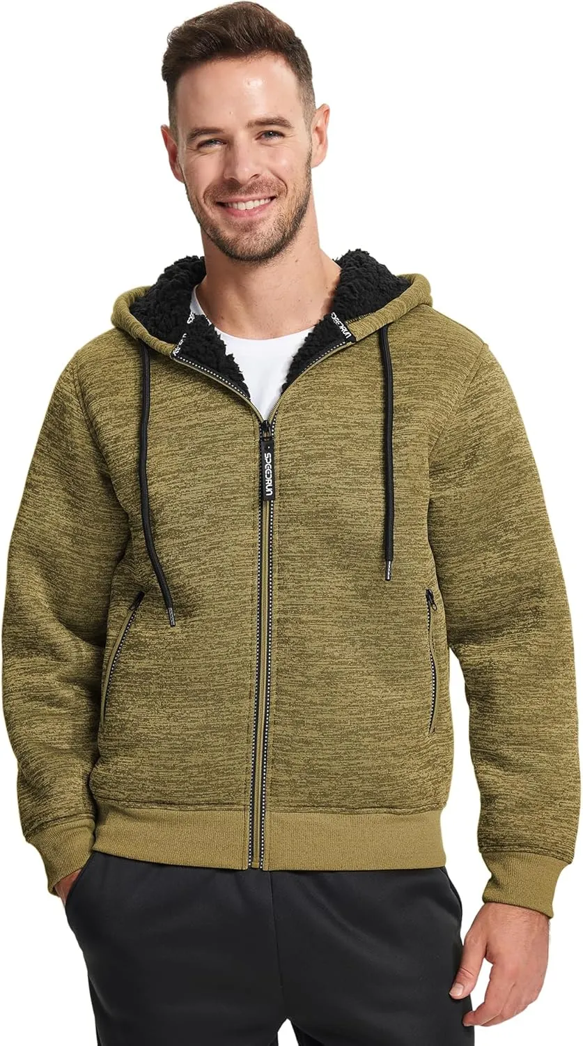 GEEK LIGHTING Men's Hoodie Heavyweight Fleece Sweatshirt Comfortable Full Zip Up Thick Sherpa Lined for Men Outdoor Activity