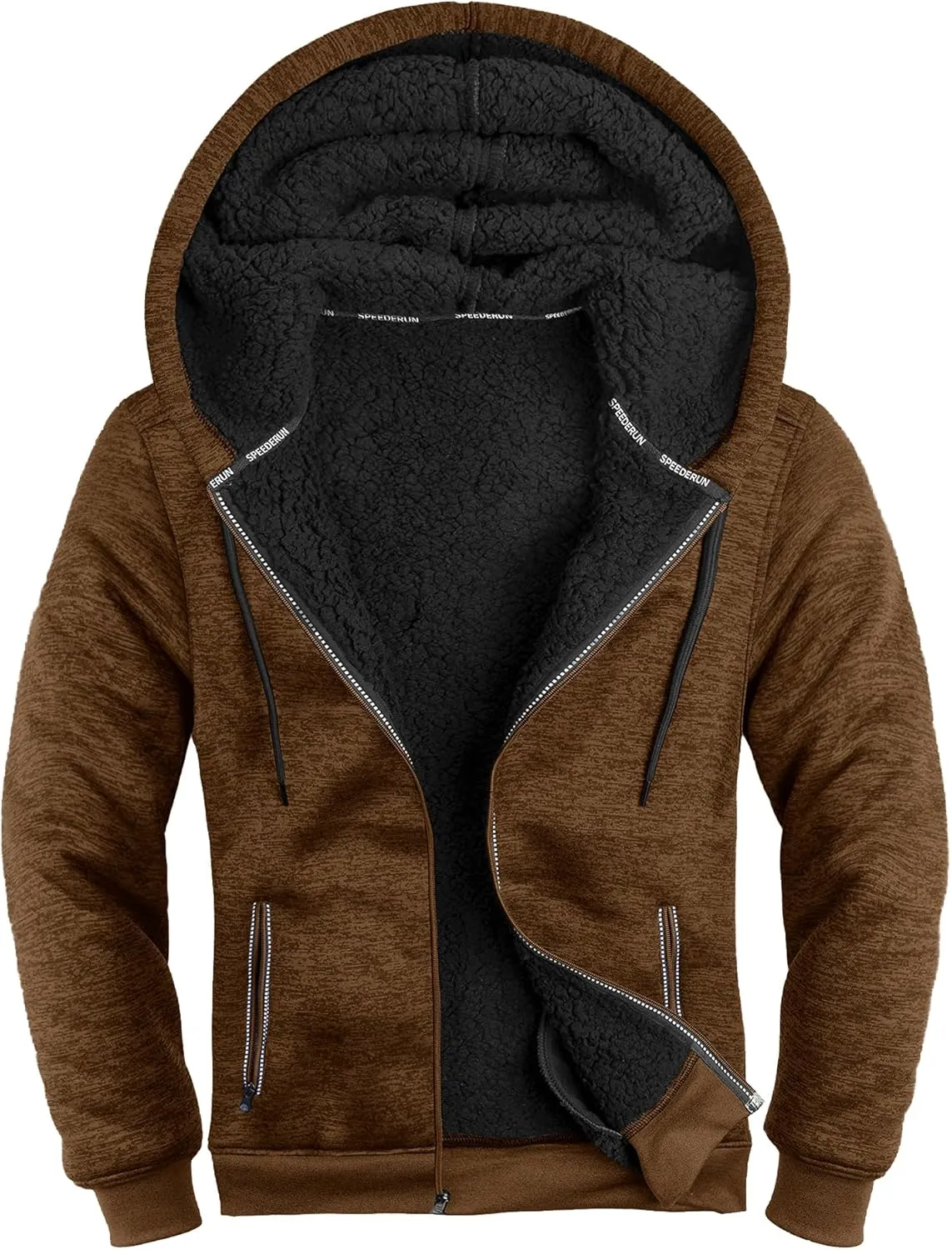 GEEK LIGHTING Men's Hoodie Heavyweight Fleece Sweatshirt Comfortable Full Zip Up Thick Sherpa Lined for Men Outdoor Activity