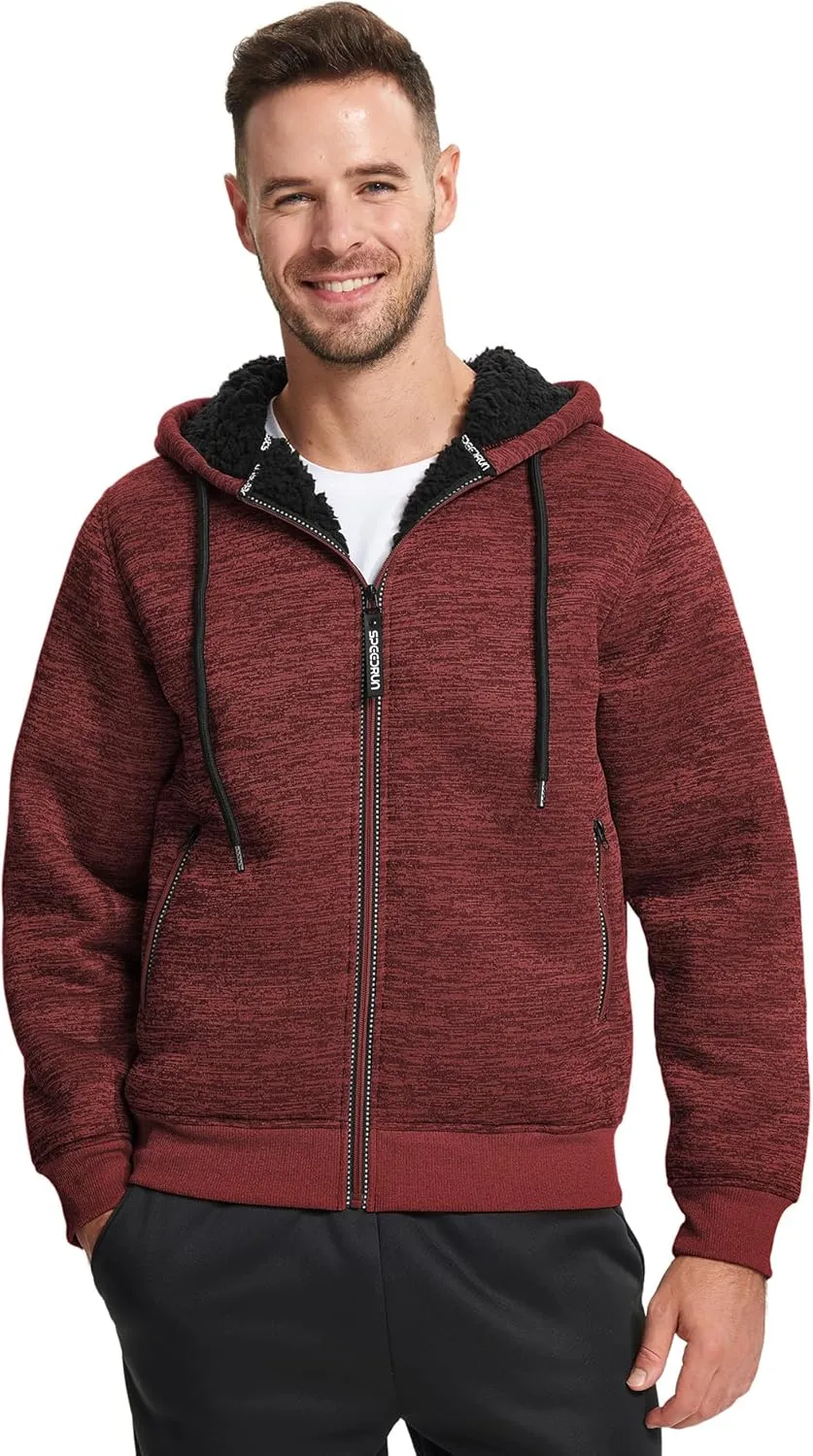 GEEK LIGHTING Men's Hoodie Heavyweight Fleece Sweatshirt Comfortable Full Zip Up Thick Sherpa Lined for Men Outdoor Activity
