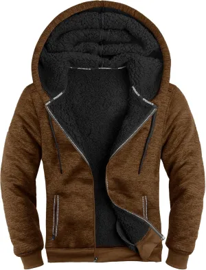 GEEK LIGHTING Men's Hoodie Heavyweight Fleece Sweatshirt Comfortable Full Zip Up Thick Sherpa Lined for Men Outdoor Activity