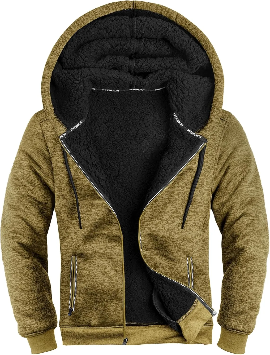 GEEK LIGHTING Men's Hoodie Heavyweight Fleece Sweatshirt Comfortable Full Zip Up Thick Sherpa Lined for Men Outdoor Activity