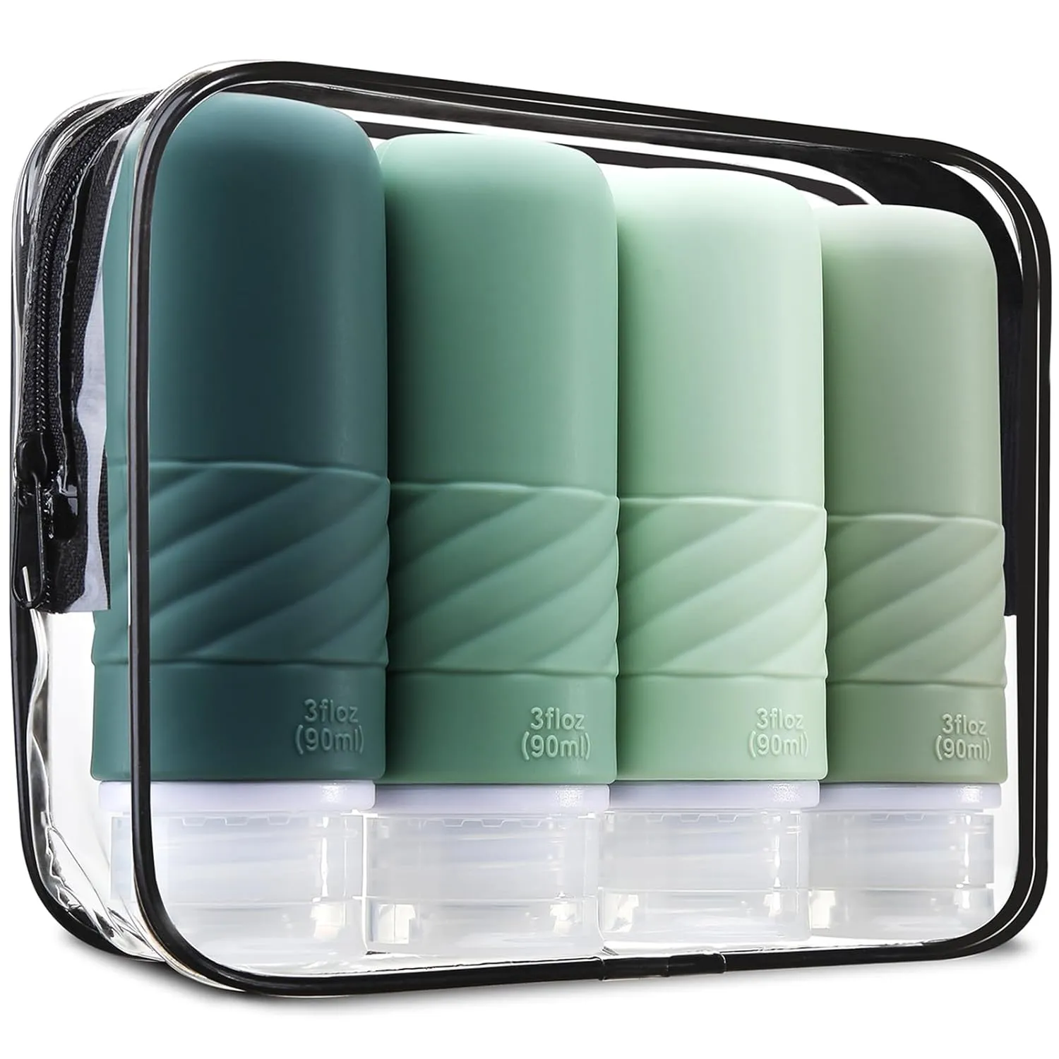 Gemice Travel Bottles for Toiletries, Tsa Approved 3oz Portable Travel Bottles, BPA Free Leak Proof Squeezable Travel Size Containers, Travel Accessories for Shampoo Conditioner Lotion (4 Pack)