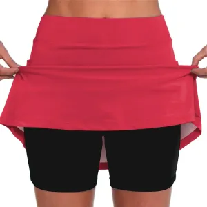 GIERIDUC Athletic Skorts for Women Plus Size Tummy Control Tennis Yoga Skirt Shorts High Waist Solid Comfy Elastic Shorts