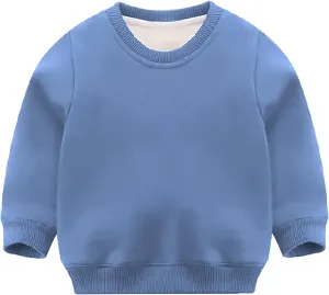 Girls and Toddlers' Winter Sherpa Lined Crewneck Sweatshirt Pullover Tops Kids Fleece Sweatshirt Boys Cotton Shirt