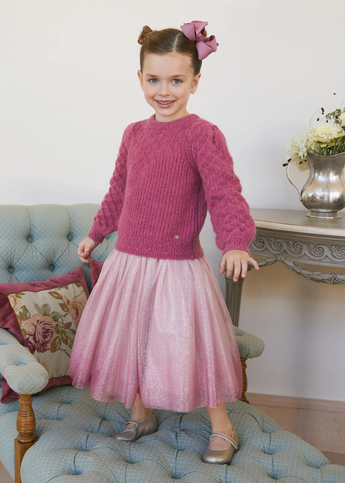 Girls openwork sweater