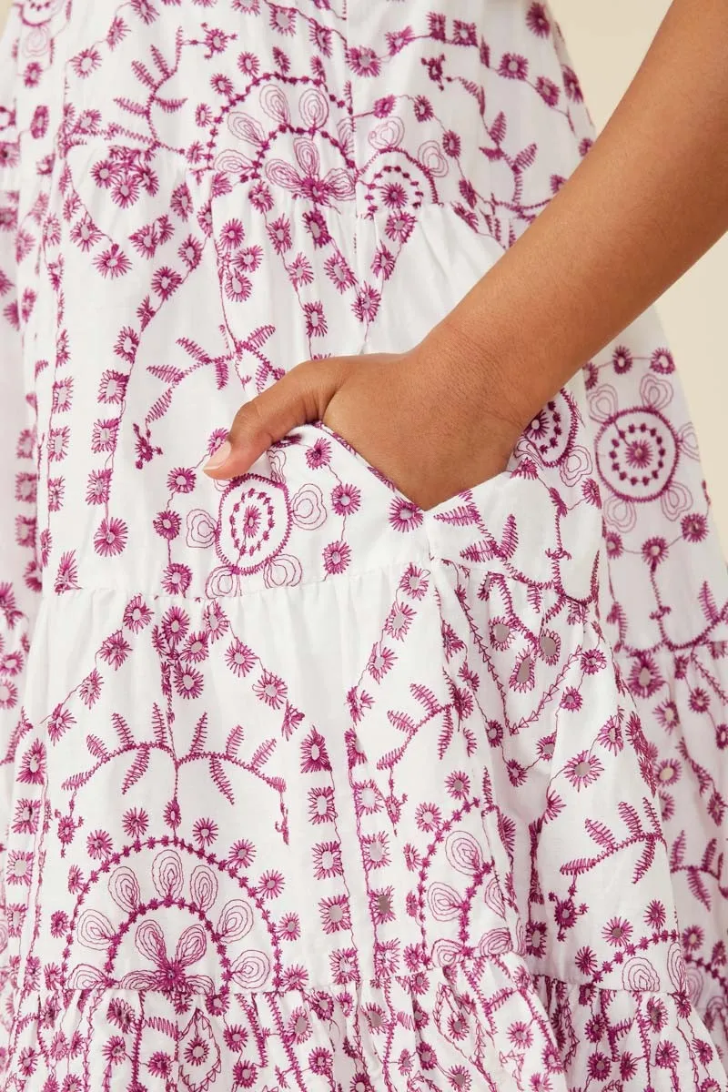 GIRLS Purple Embroidered Dress