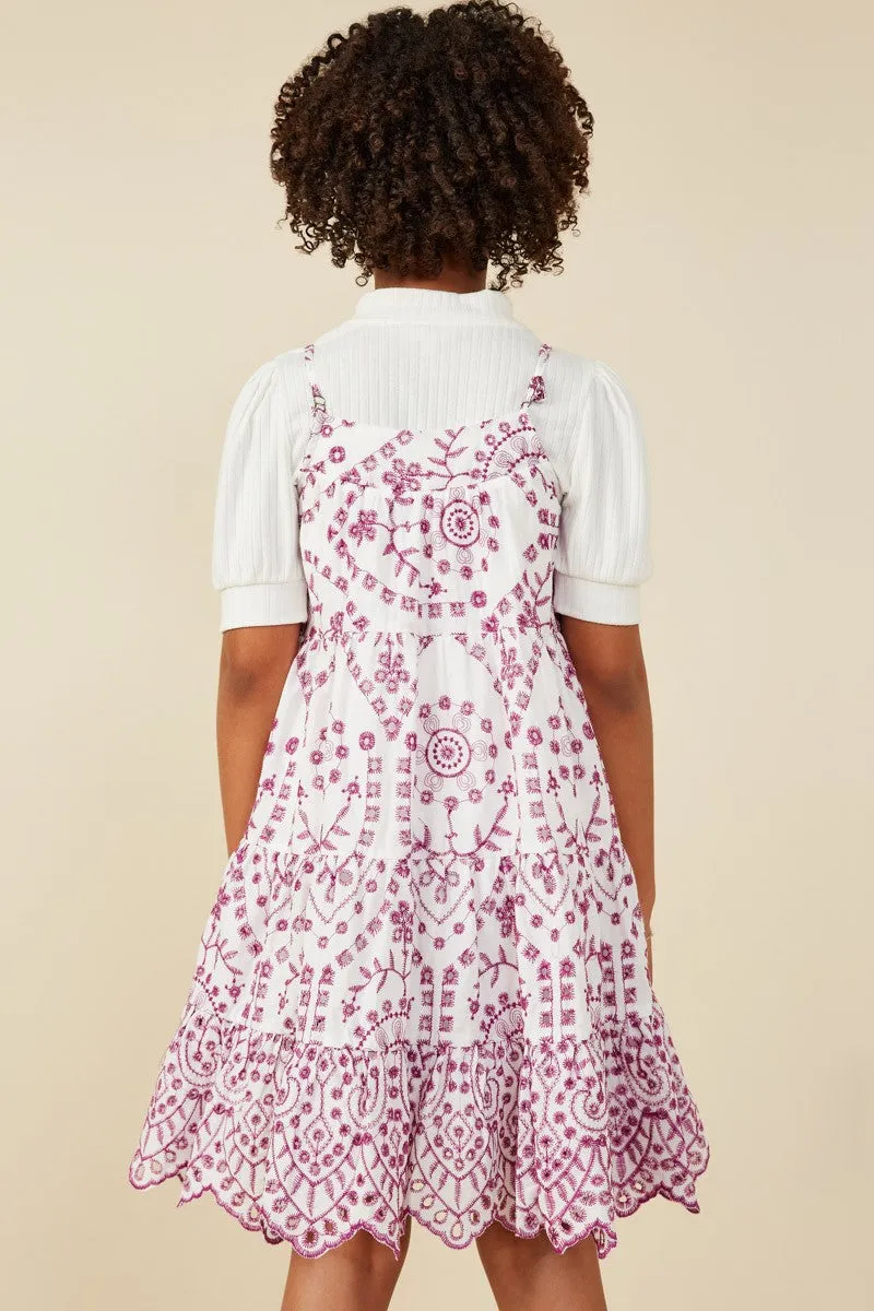 GIRLS Purple Embroidered Dress
