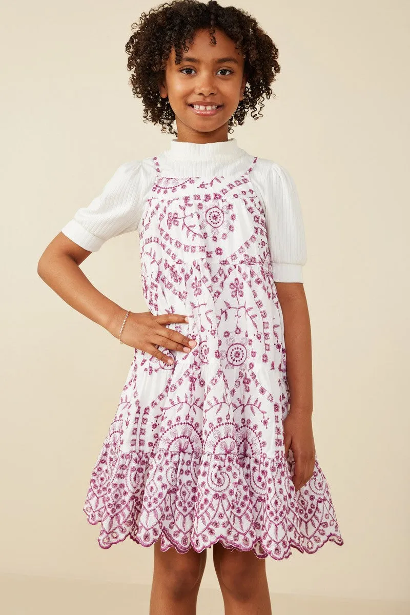 GIRLS Purple Embroidered Dress