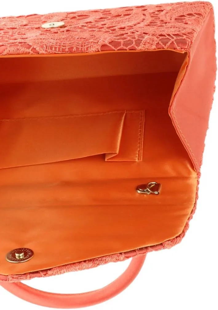 Girly HandBags Womens Lace Satin Top Handle Clutch Bag Handbag Wedding Vintage