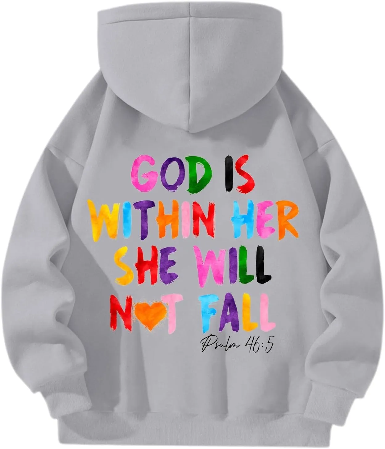 God is Within Her Will Not Fall Hoodies for Women,Casual Zip Up Hooded Sweatshirt Oversized Cute Fall Sweatshirts