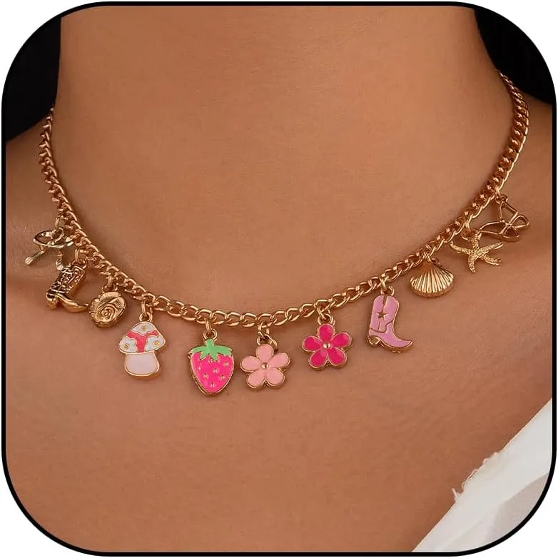 Gold Charm Necklace Adjustable Starfish Pendant Chain Everyday Summer Beach Jewelry Choker for Women
