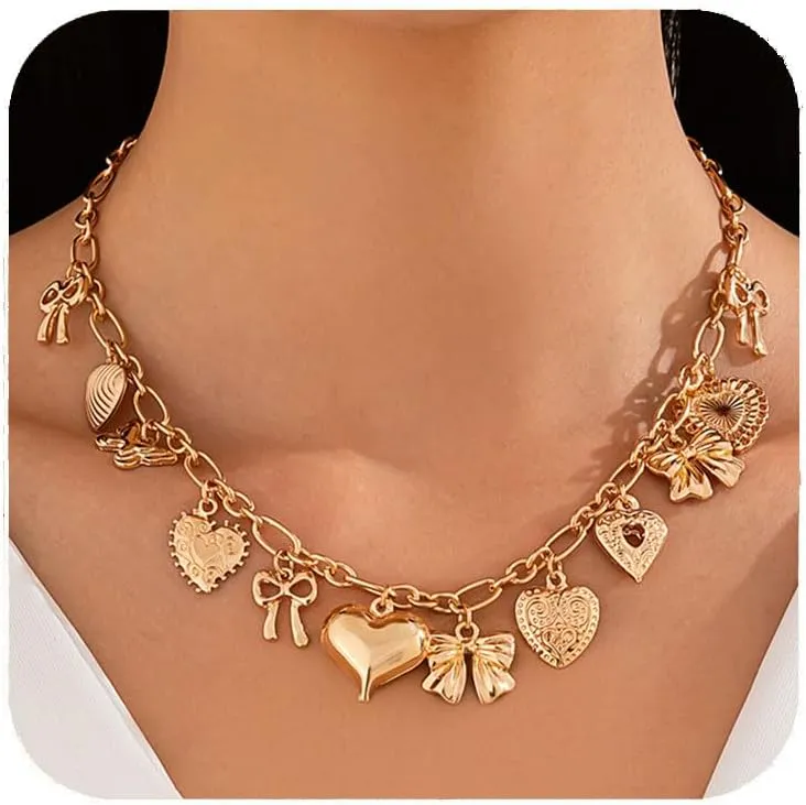 Gold Charm Necklace for Women Gold shell Pearl paperclip Choker necklaces Summer Beach Necklace Boho Charm Jewelry