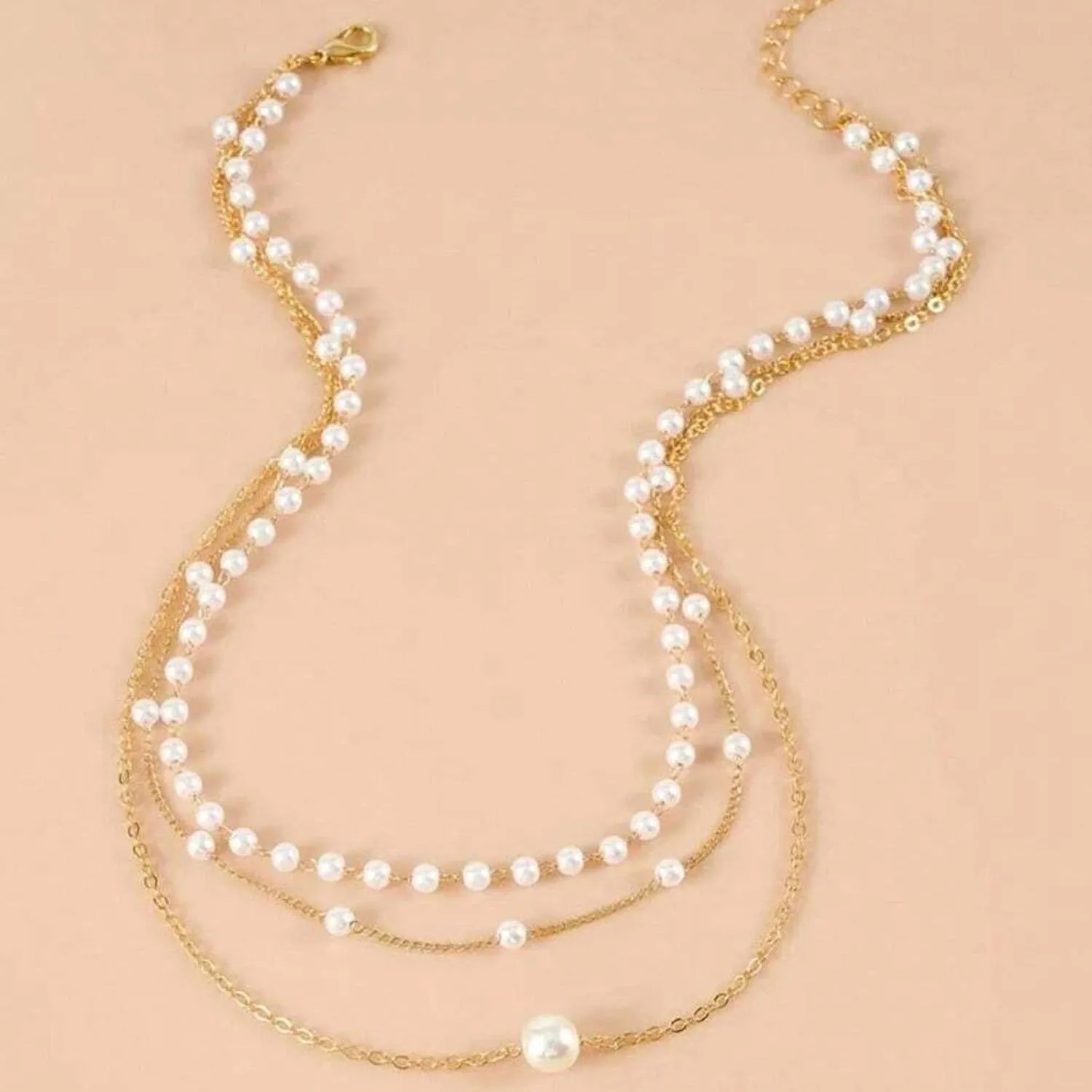 Gold Charm Necklace For Women Star Pearl Charms Pendant Neckalces Dainty 14K Gold Plated Summer Beach Ocean Jewelry Gifts