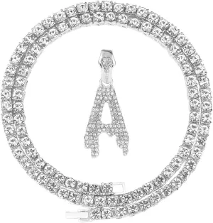 Gold Silver Initial Letter Necklaces for Men/Women, Dripping Initial Letter Pendant Necklaces A-Z, Mens Necklace Initial Letter chains