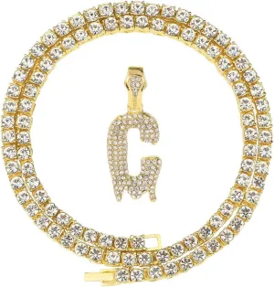Gold Silver Initial Letter Necklaces for Men/Women, Dripping Initial Letter Pendant Necklaces A-Z, Mens Necklace Initial Letter chains