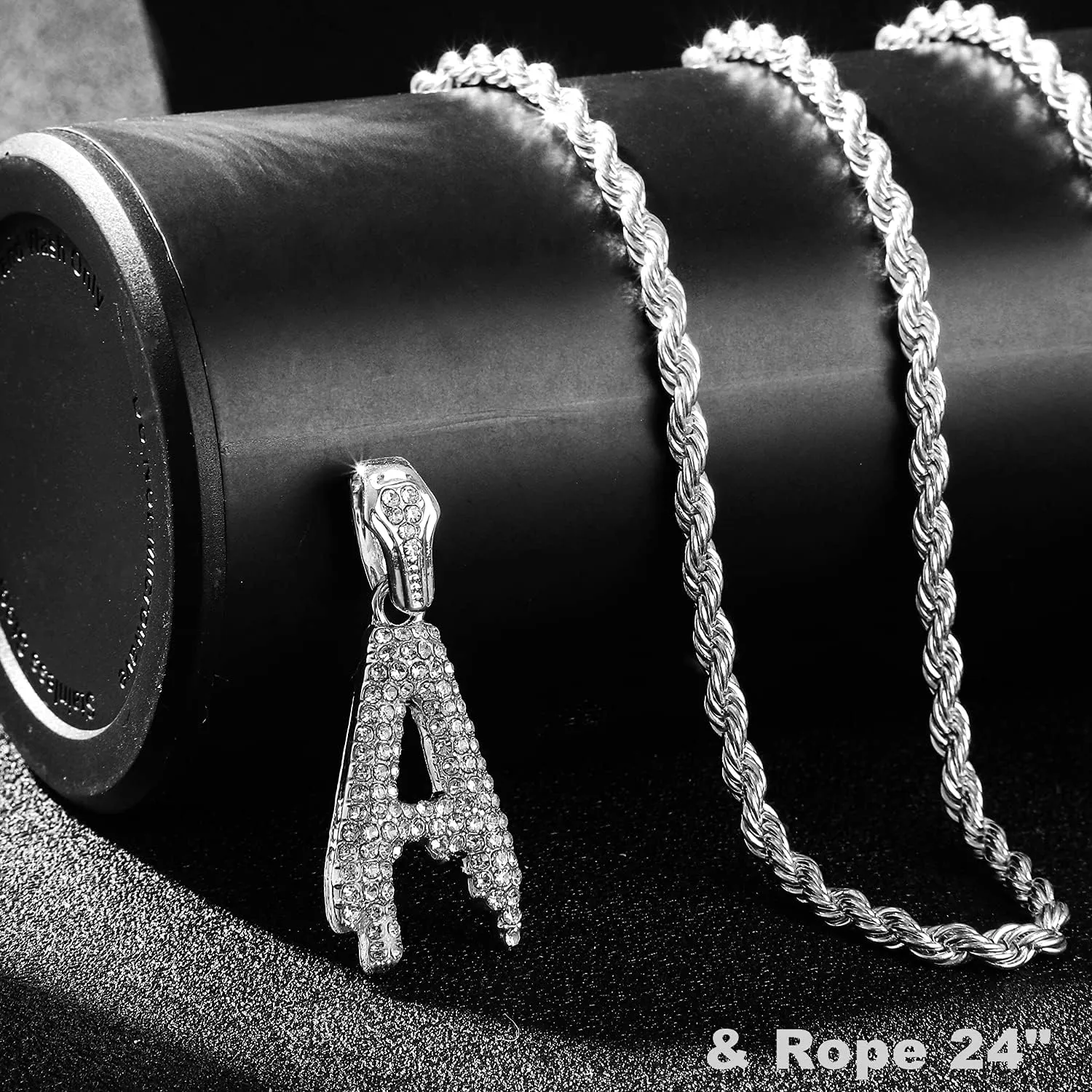 Gold Silver Initial Letter Necklaces for Men/Women, Dripping Initial Letter Pendant Necklaces A-Z, Mens Necklace Initial Letter chains