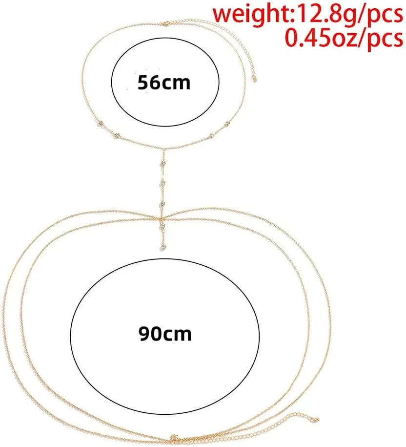 Gold Sparkly Rhinestone Body Chain Layered Crossover Bikini Bra Chest Jewelry Sexy Summer Beach Crystal Diamond Belly Waist Chains for Women Party Dresses Night Club Swimsuit Accessories