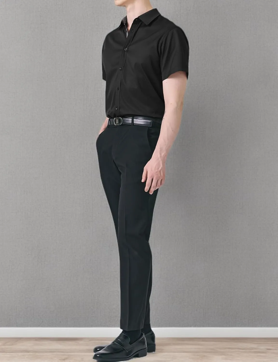 H2H Men's Casual Slim Fit Long/Short Sleeve Shirts Button Down Business Shirts