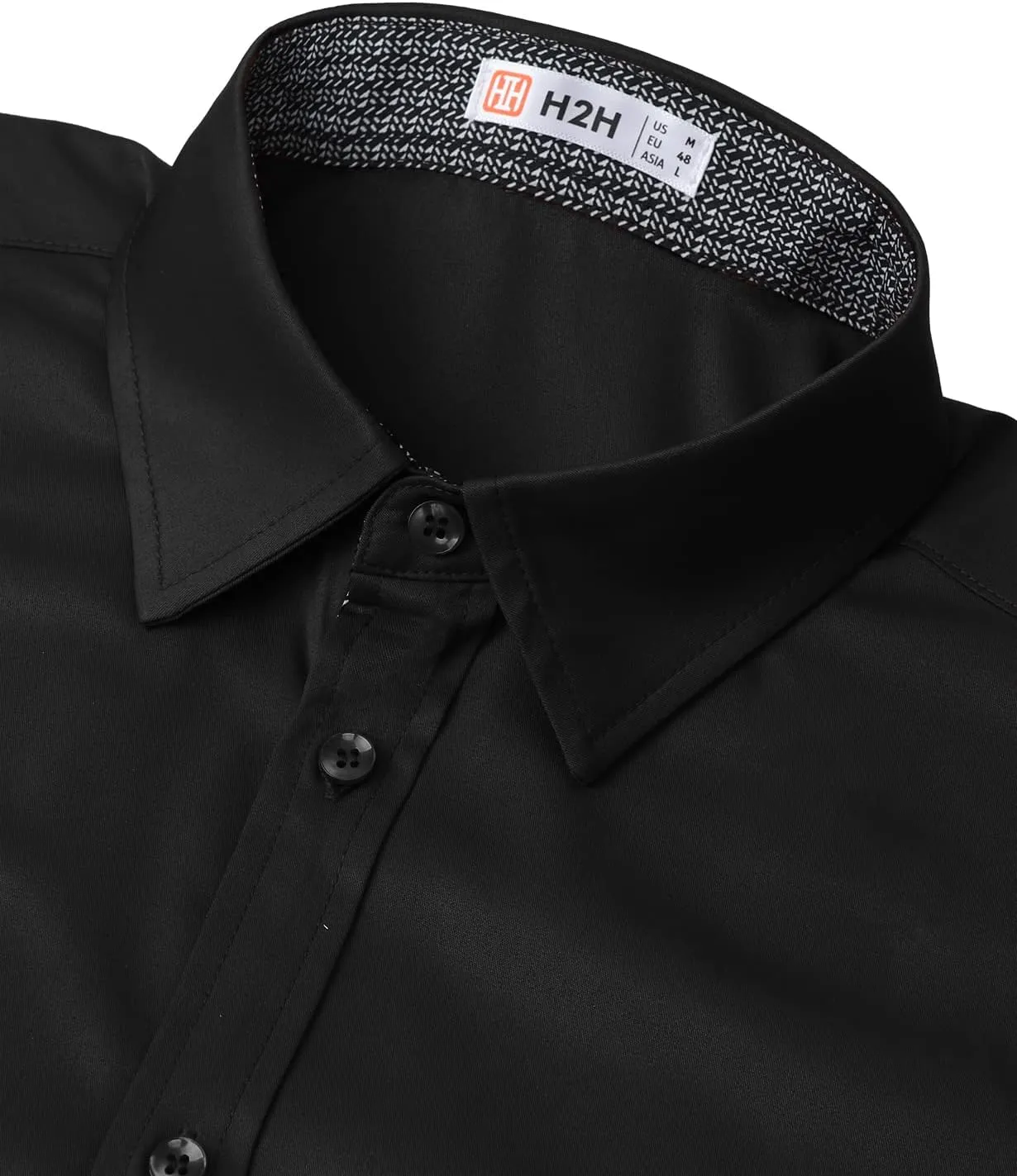H2H Men's Casual Slim Fit Long/Short Sleeve Shirts Button Down Business Shirts