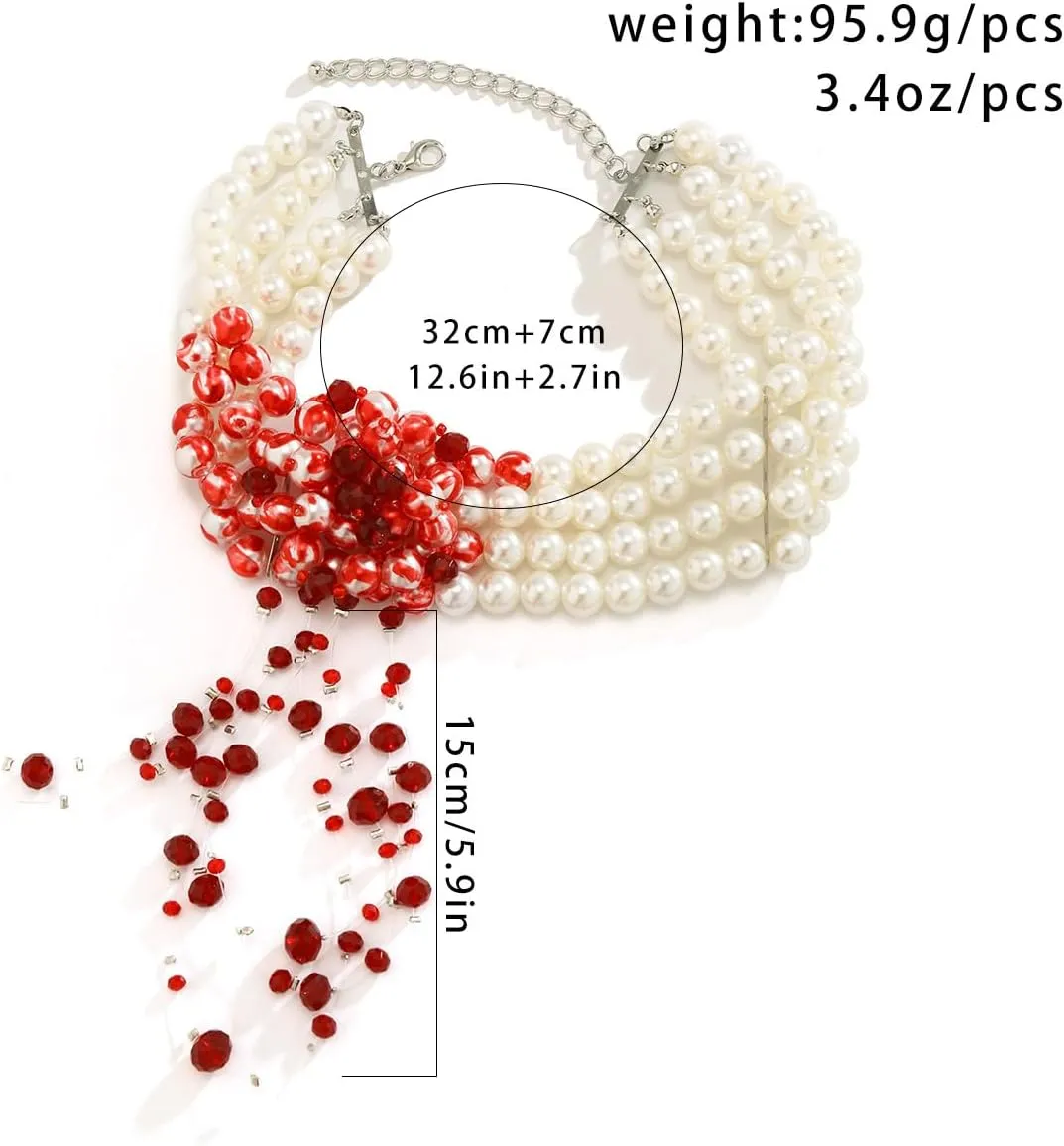 Halloween Dripping Blood Pearl Necklace for Women,Adjustable Layered Bleeding Blood Pearls Choker Necklaces Gothic Vampire Necklaces Punk Halloween Costume Jewelry