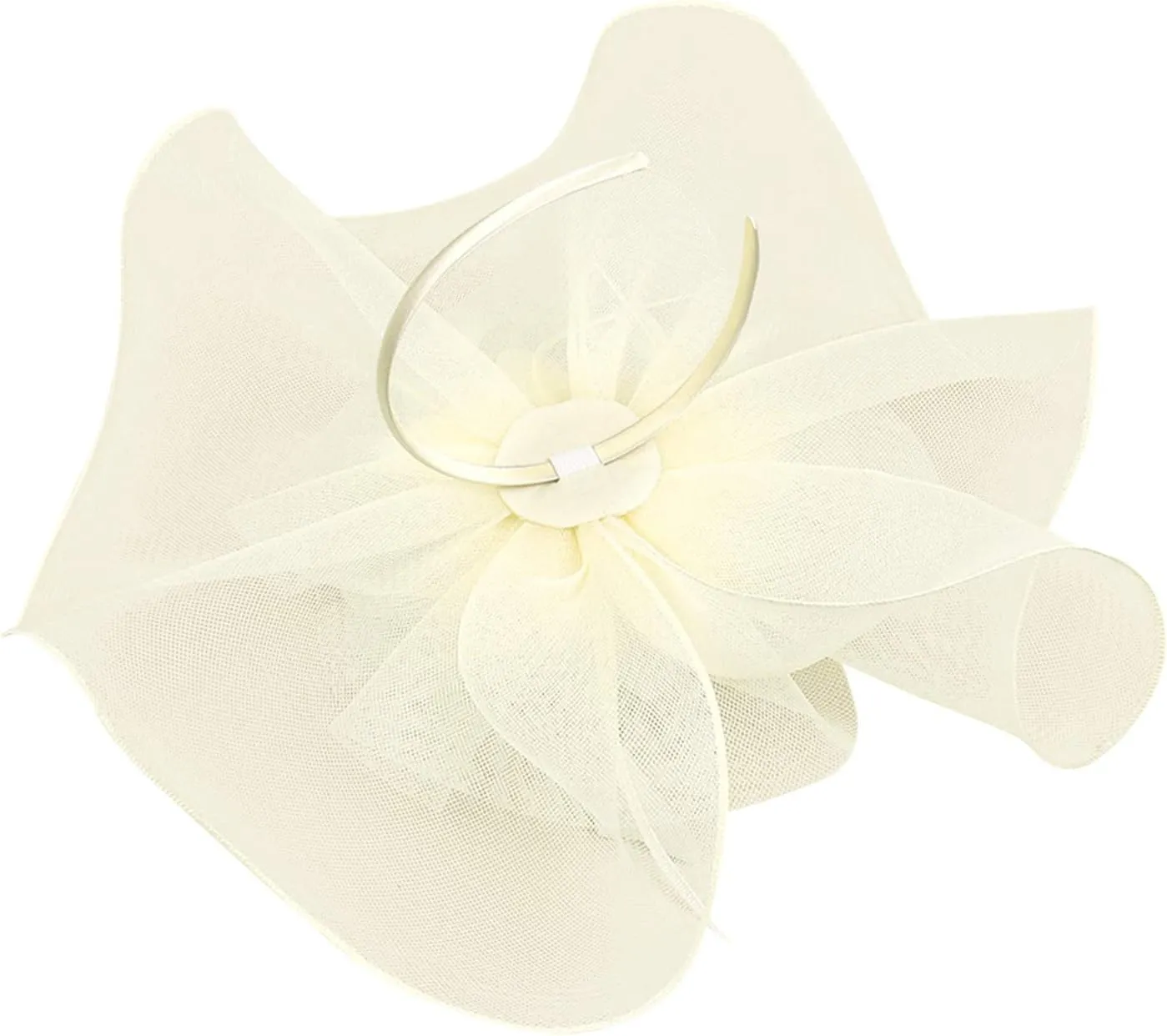 HAOZAIKEJI Women Veil Fascinators Wedding Tea Party Headpiece Organza Fascinators Hat Flower Feather Hair Clip with Headband