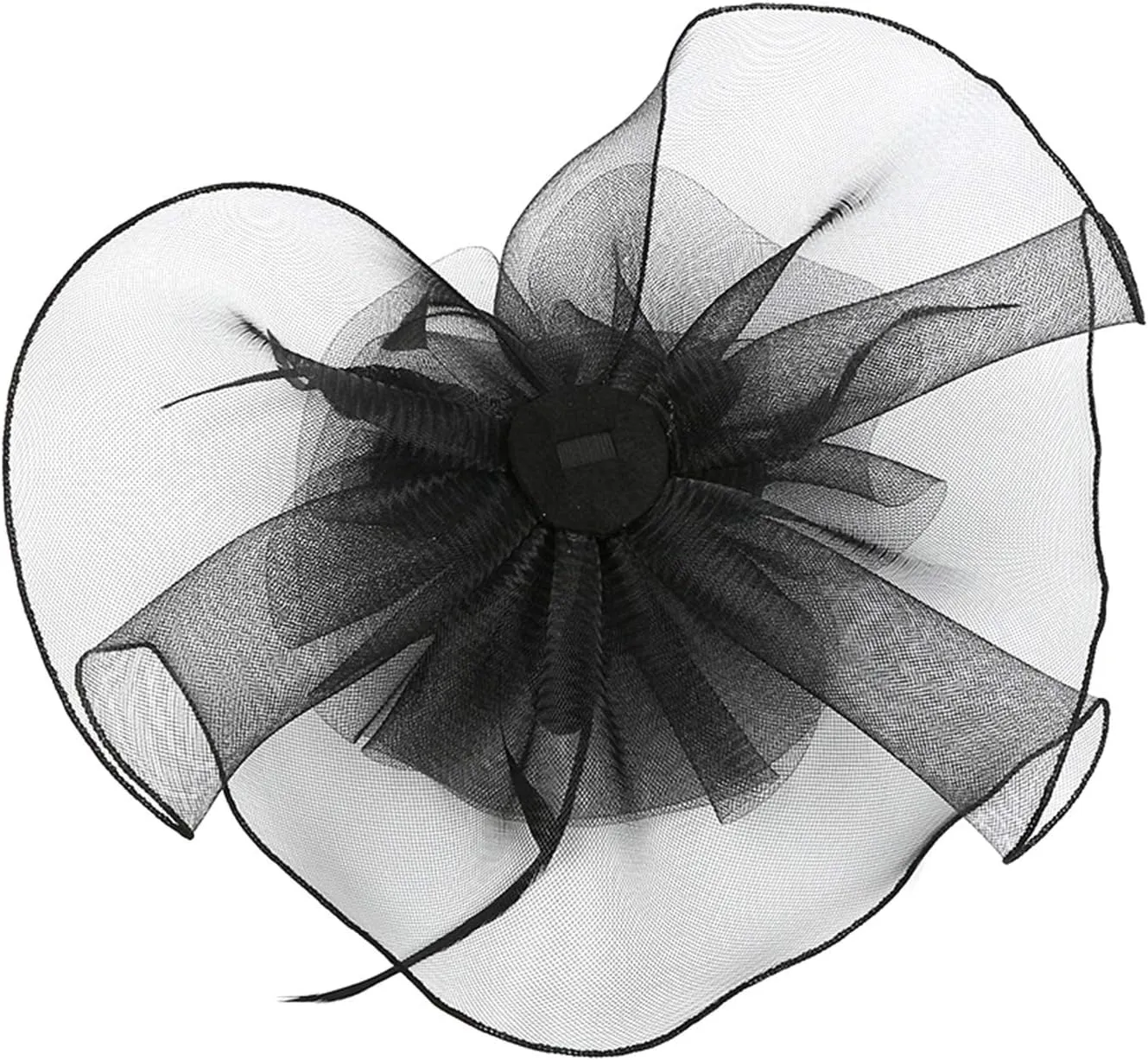 HAOZAIKEJI Women Veil Fascinators Wedding Tea Party Headpiece Organza Fascinators Hat Flower Feather Hair Clip with Headband