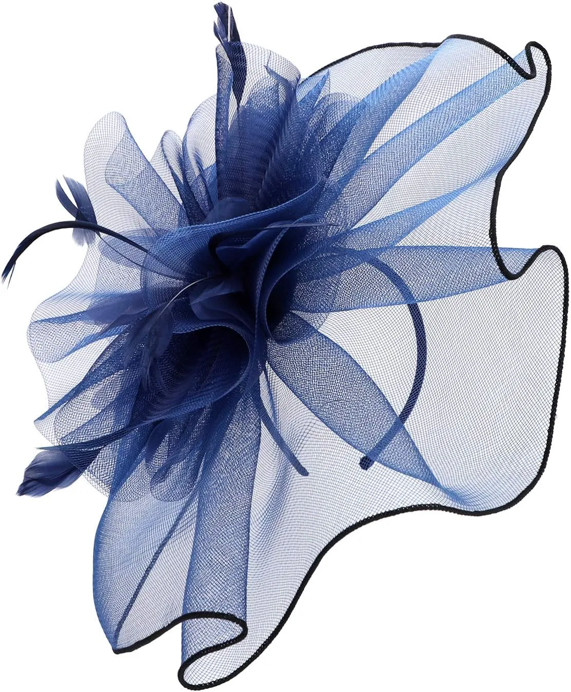 HAOZAIKEJI Women Veil Fascinators Wedding Tea Party Headpiece Organza Fascinators Hat Flower Feather Hair Clip with Headband
