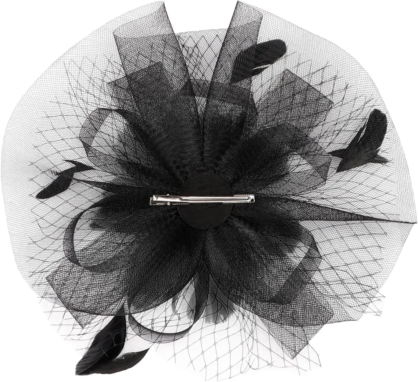 HAOZAIKEJI Women Veil Fascinators Wedding Tea Party Headpiece Organza Fascinators Hat Flower Feather Hair Clip with Headband