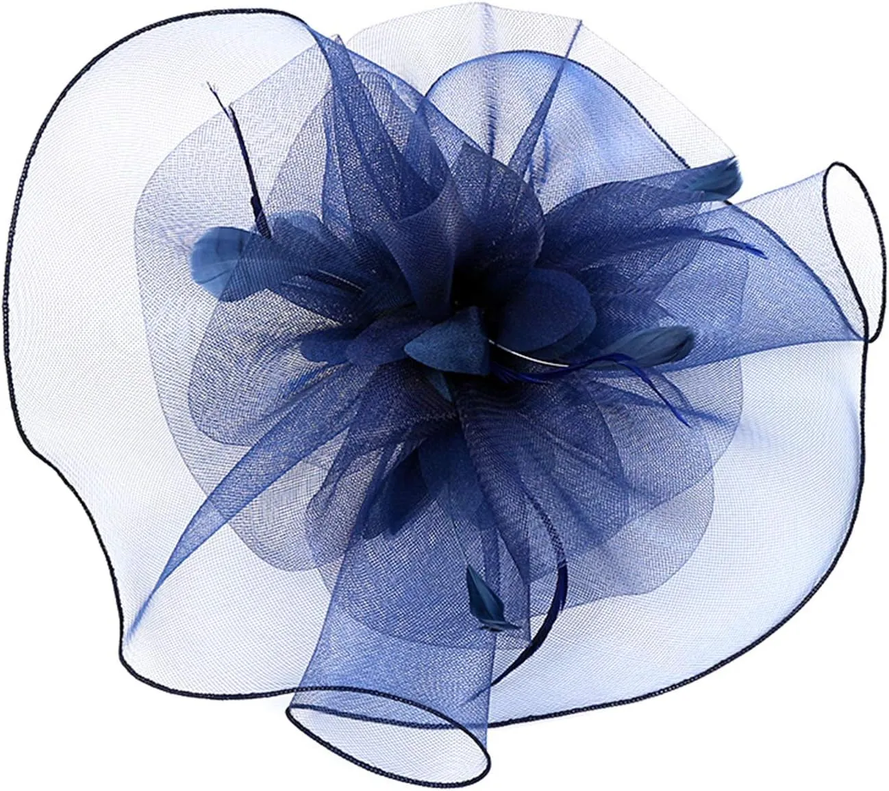 HAOZAIKEJI Women Veil Fascinators Wedding Tea Party Headpiece Organza Fascinators Hat Flower Feather Hair Clip with Headband
