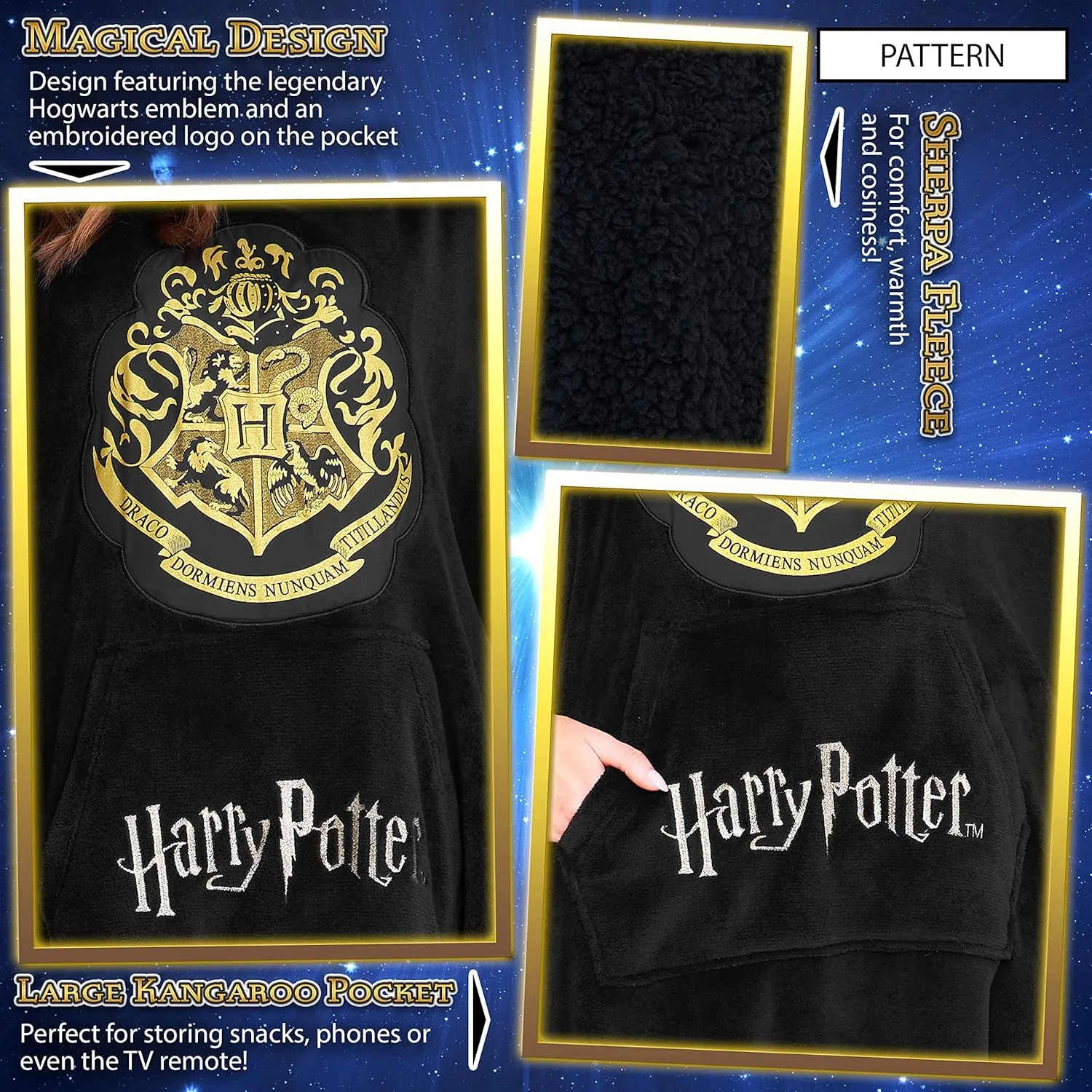 Harry Potter Blanket Hoodie for Kids Cozy Hogwarts Warm Fleece Wearable Blanket